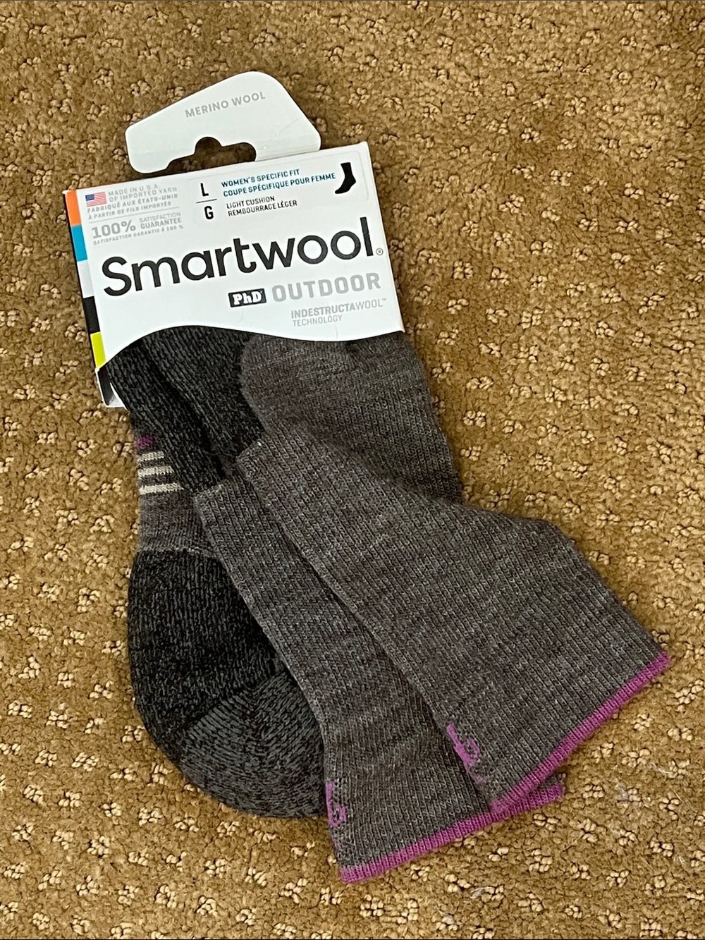 Smartwool Men’s Athletic Merino Socks — Gray with Purple Trim